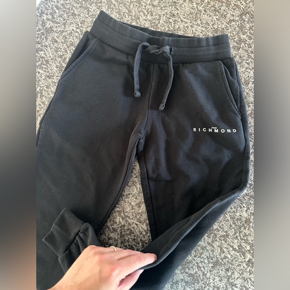 John Richmond Junior logo-print cotton track pants black size 10T made in Italy - Picture 7 of 14
